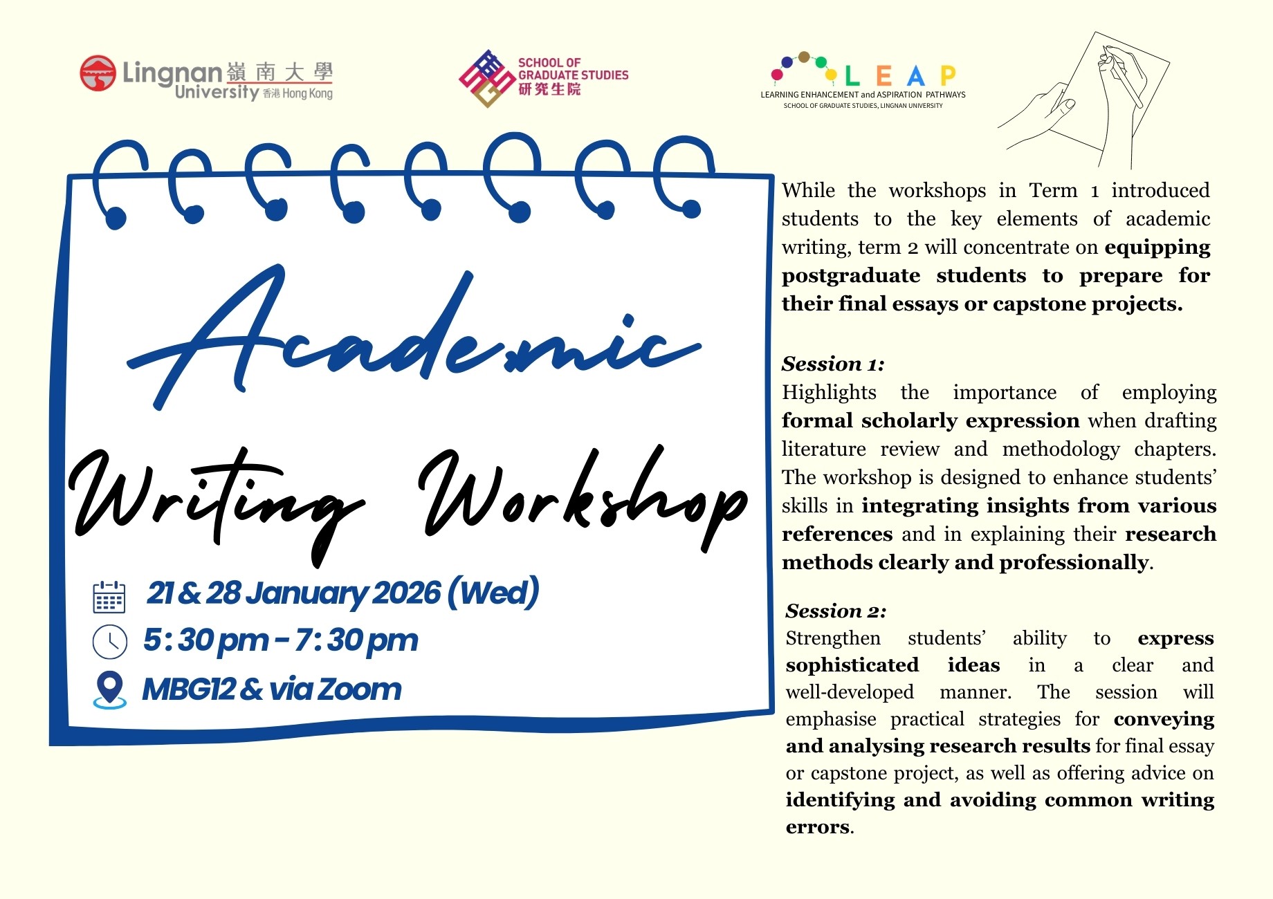 Academic Writing Workshop banner
